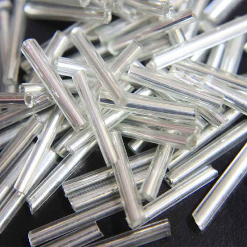 Silver Transparent Bugle Beads (Wholesale)