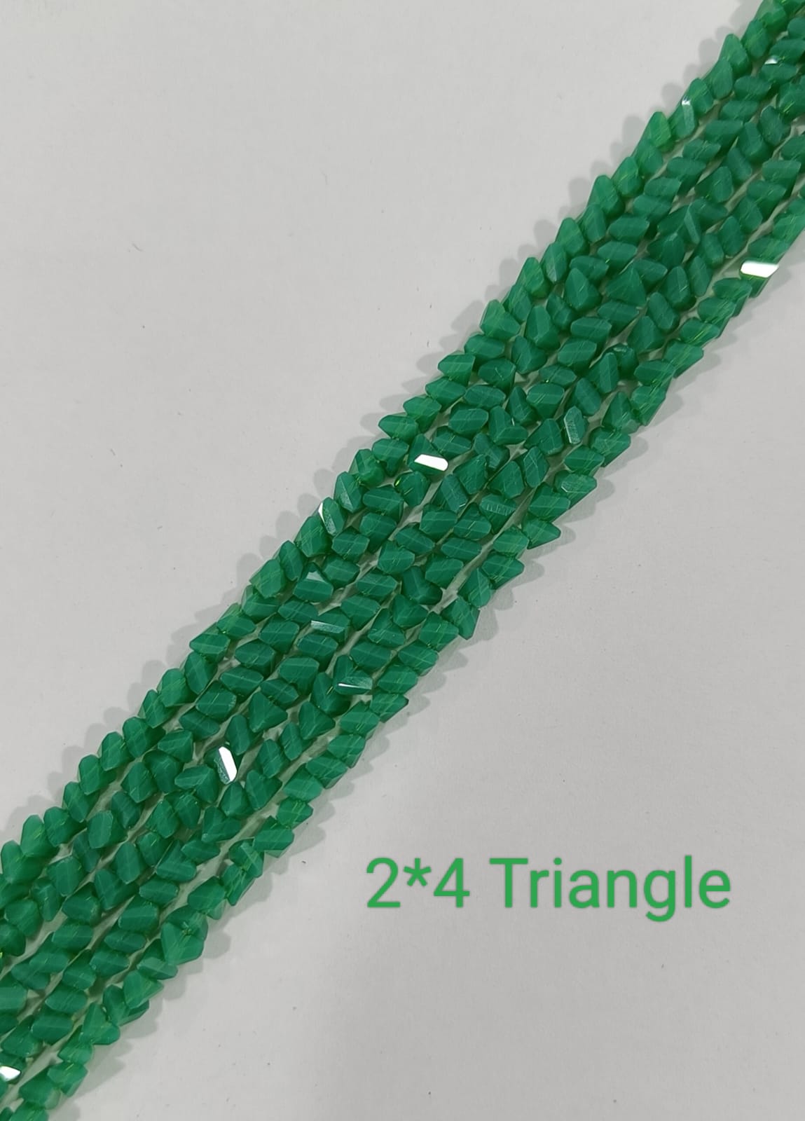 Forest Green Triangle Glass Beads