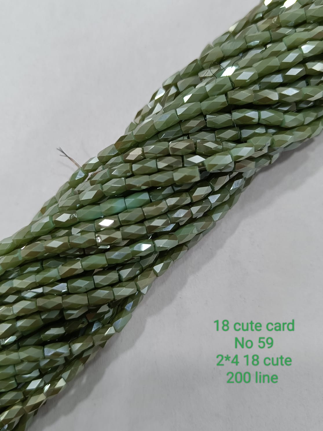 Green Drum Crystal Beads