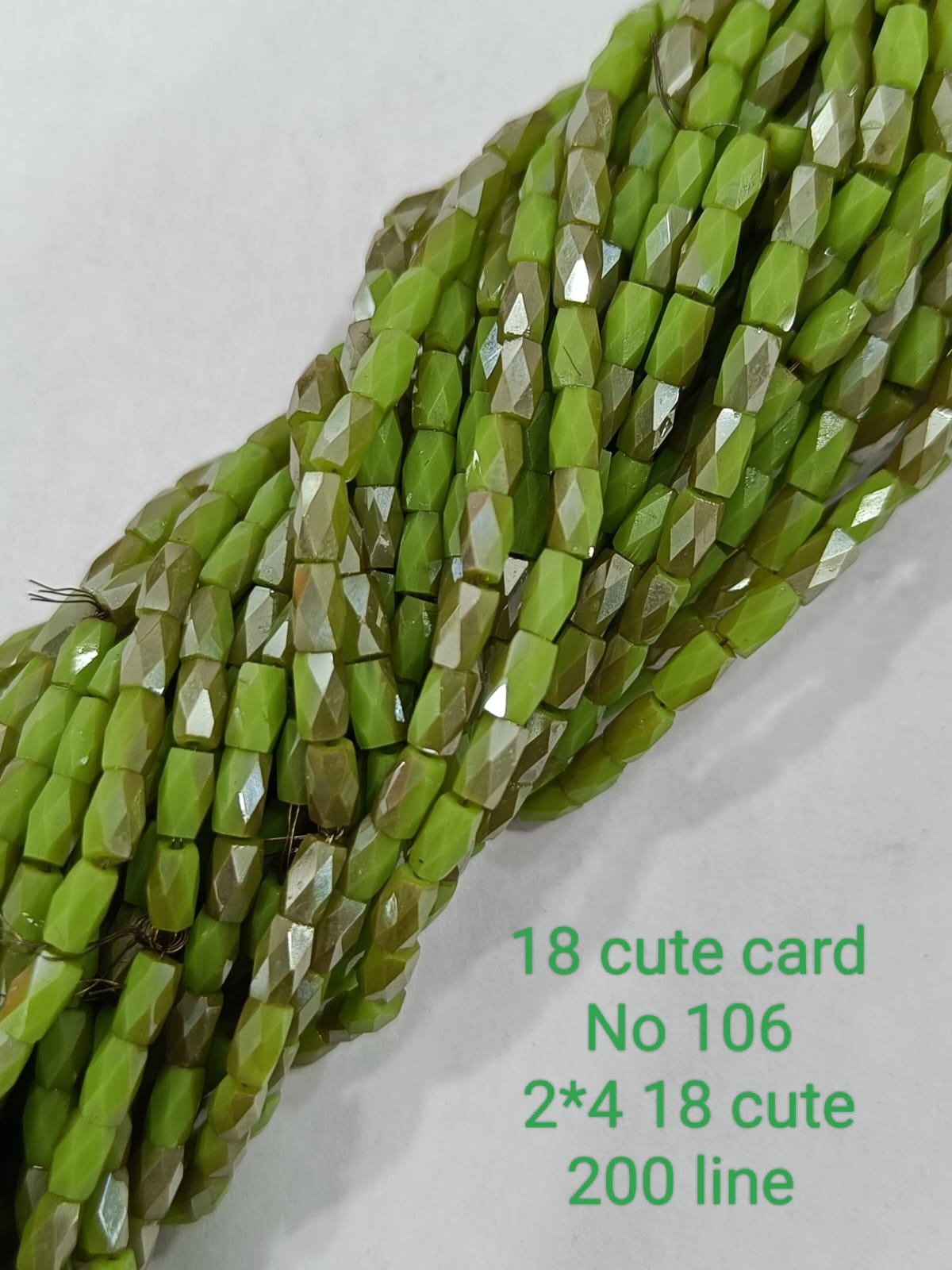 Green Drum Crystal Beads