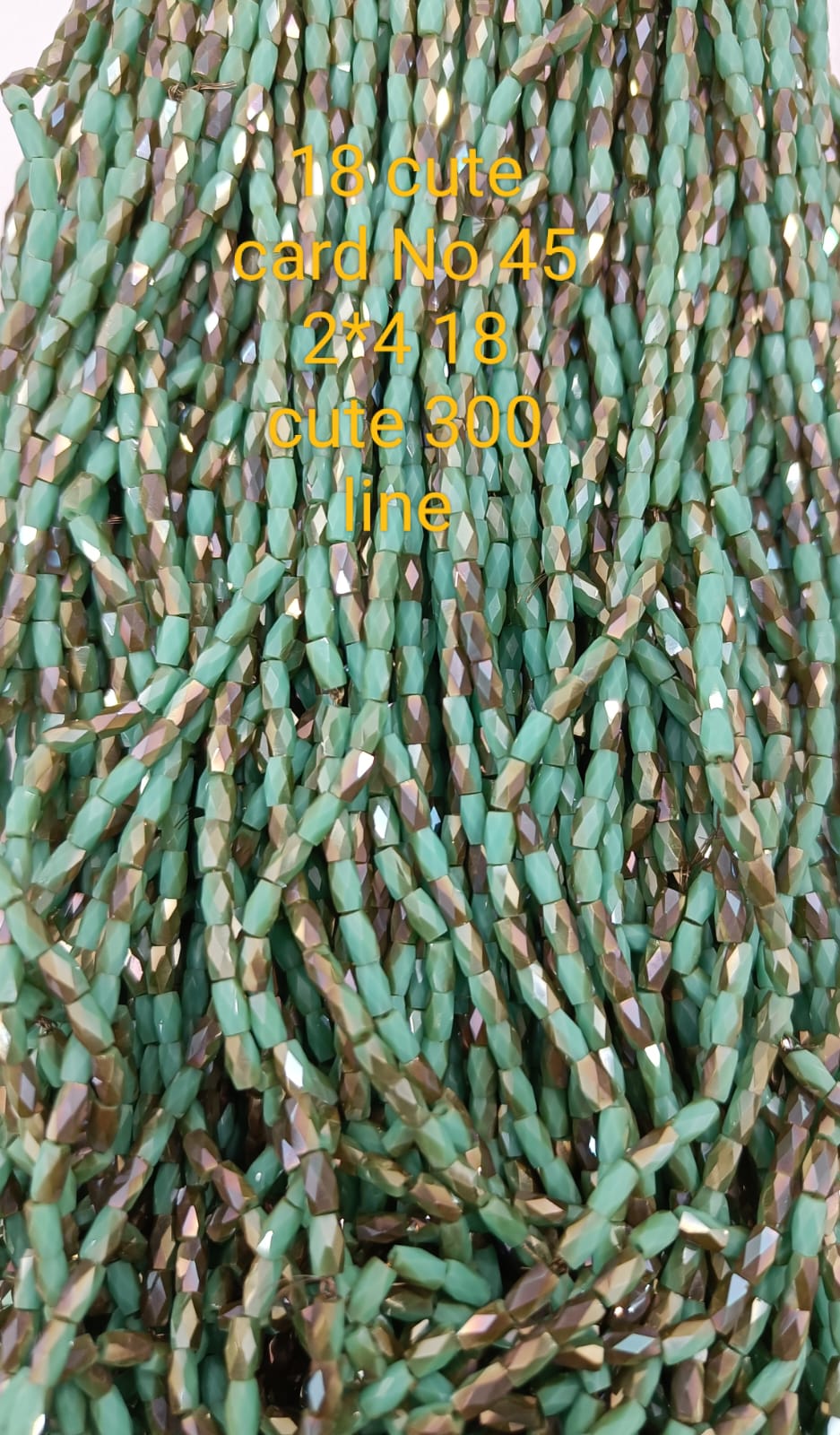 Sea Green & Golden 18 Cut Crystal Beads