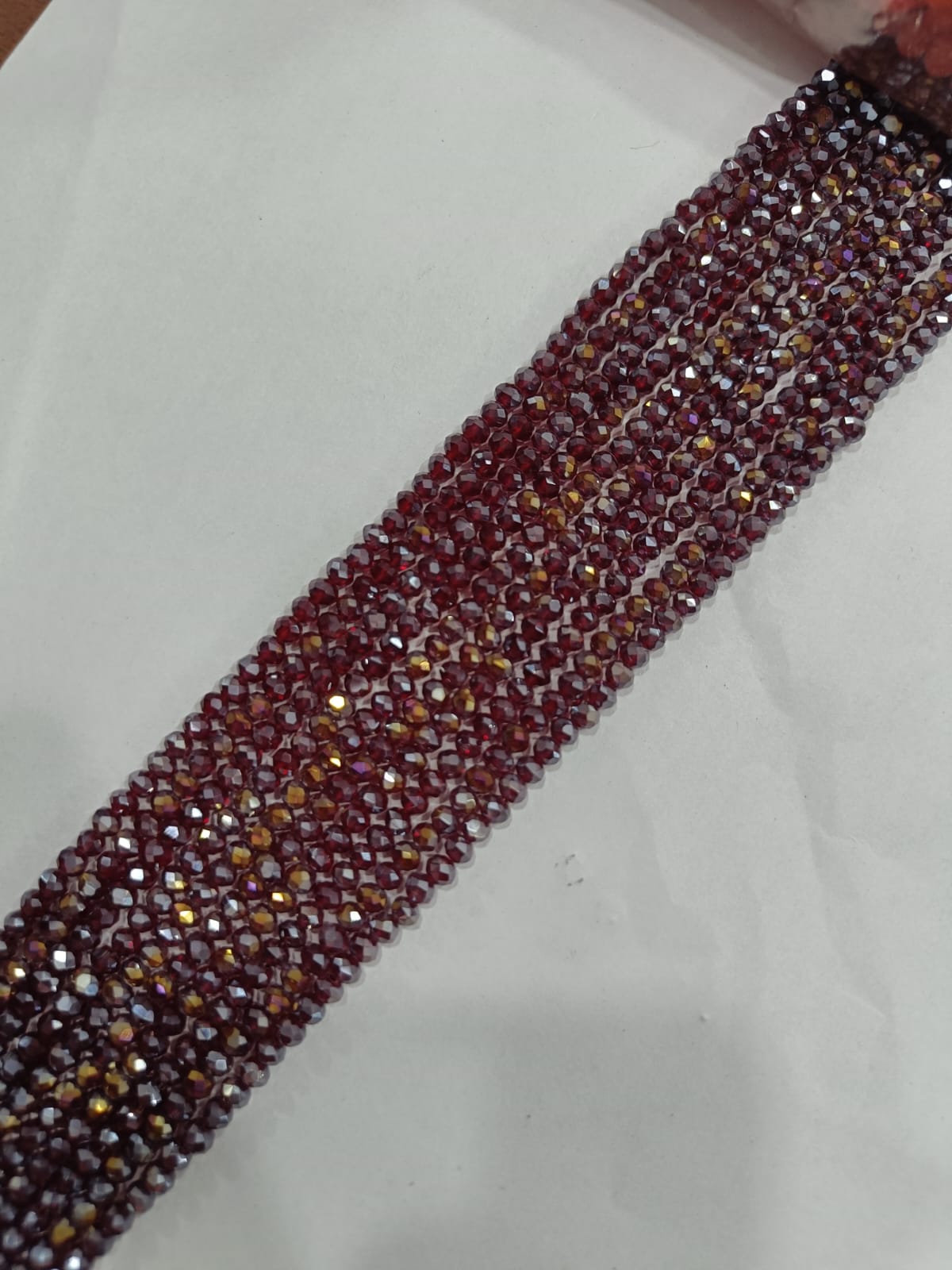 Maroon Rainbow Tyre Crystal Beads