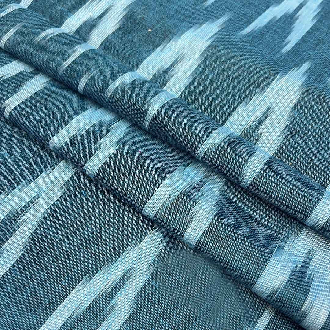 Yale Blue Chevron Cotton Ikat Fabric