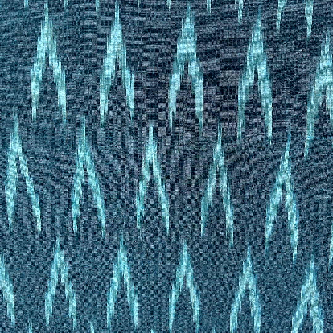 Yale Blue Chevron Cotton Ikat Fabric