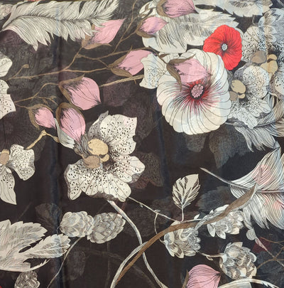 Black Floral Viscose Rayon Chiffon Fabric