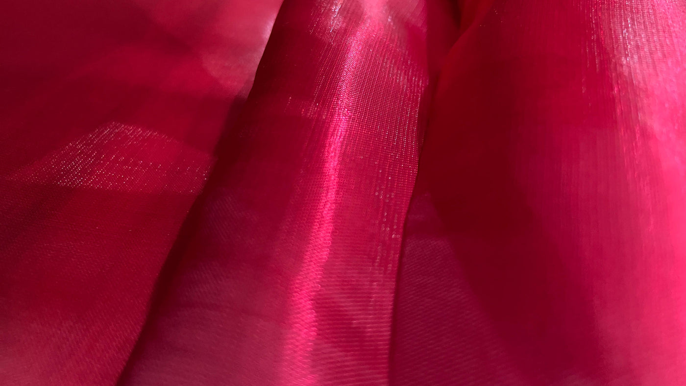 Rose Red Jimmy Chu Quartz Heavy Organza Silk Fabric