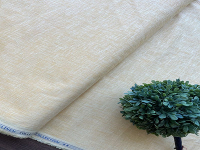 Light Yellow Plain Textured Premium Linen Fabric (Wholesale)