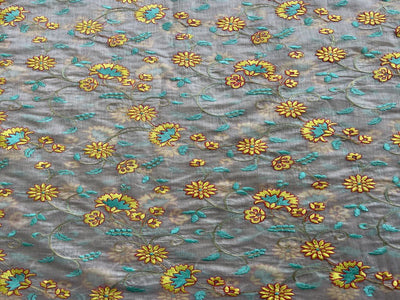 Multicolor Floral Dori Embroidered Chanderi Fabric (Wholesale)