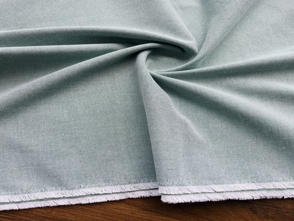 Sepia Green Self Weaved Shirting Cotton Fabric