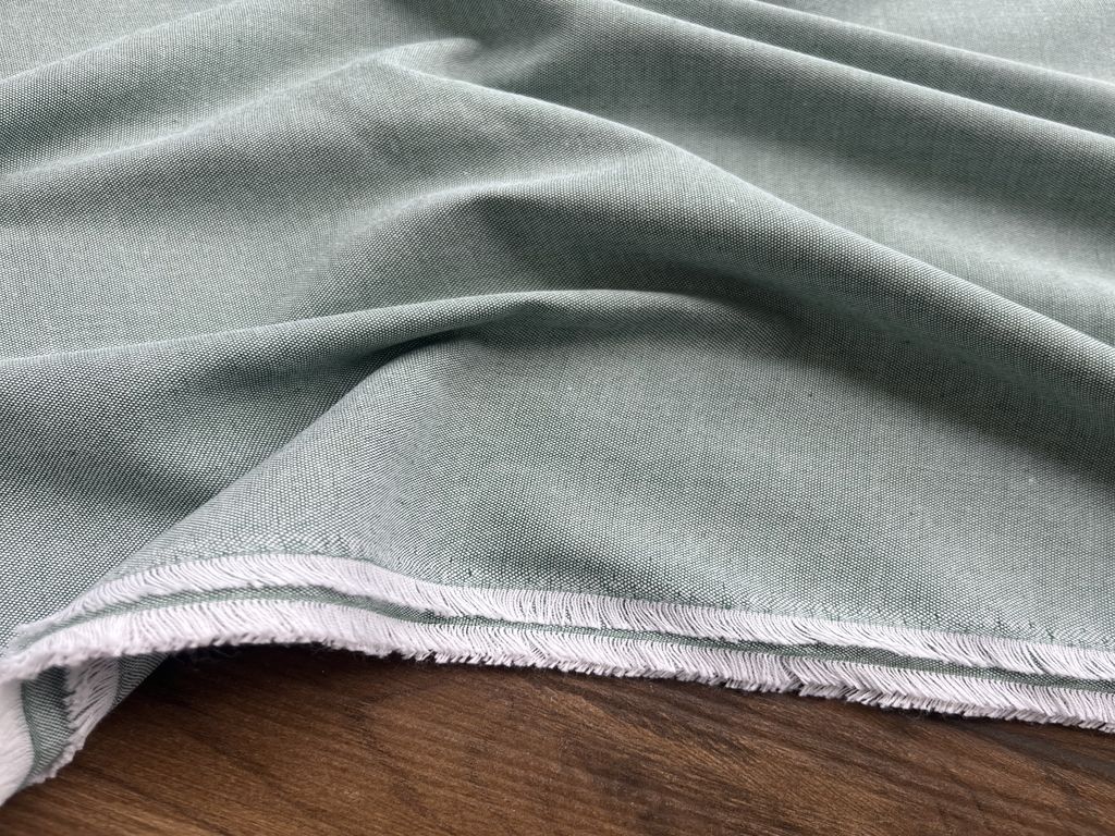 Sepia Green Self Weaved Shirting Cotton Fabric