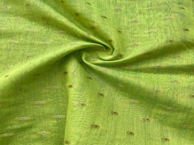 Lime Green Motifs Banarasi Golden Butti Chanderi Fabric (Wholesale)