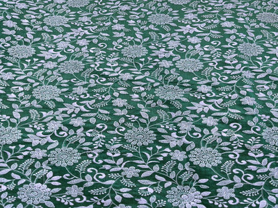 Green Floral Chikankari Embroidered Chanderi Fabric (Wholesale)