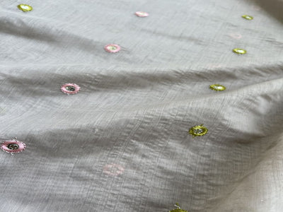 Gray Motifs Sequins Embroidered Chanderi Fabric