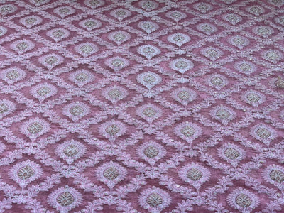 Pink Traditional Heavy Embroidered Chikankari Chanderi Fabric