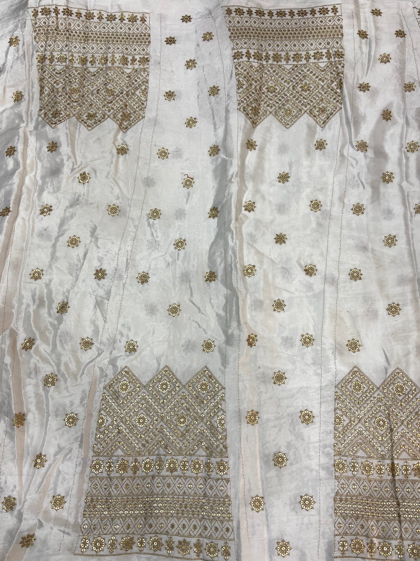 White Traditional Dyeable Embroidered Kali Viscose Gaji Silk Fabric