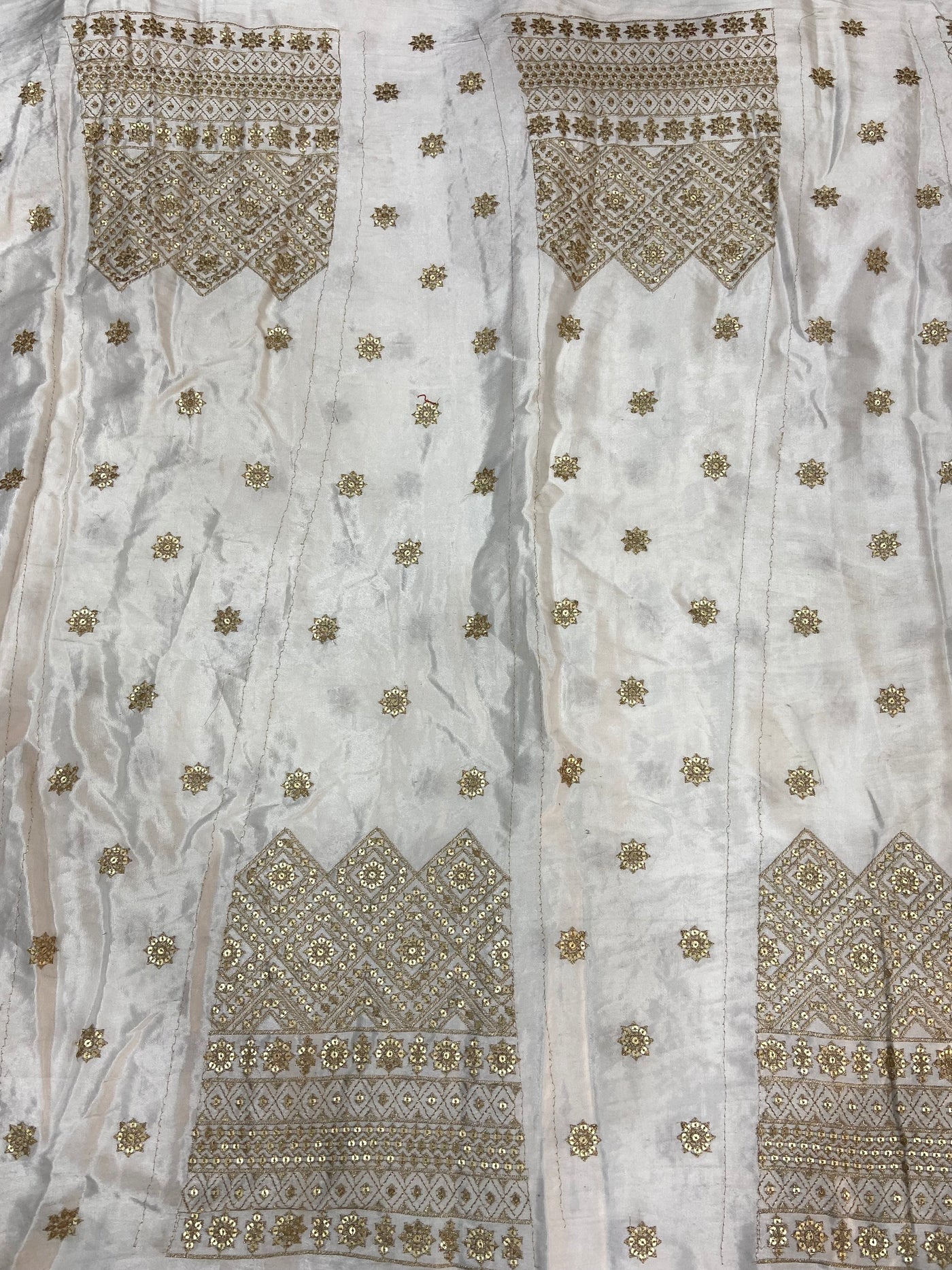 White Traditional Dyeable Embroidered Kali Viscose Gaji Silk Fabric