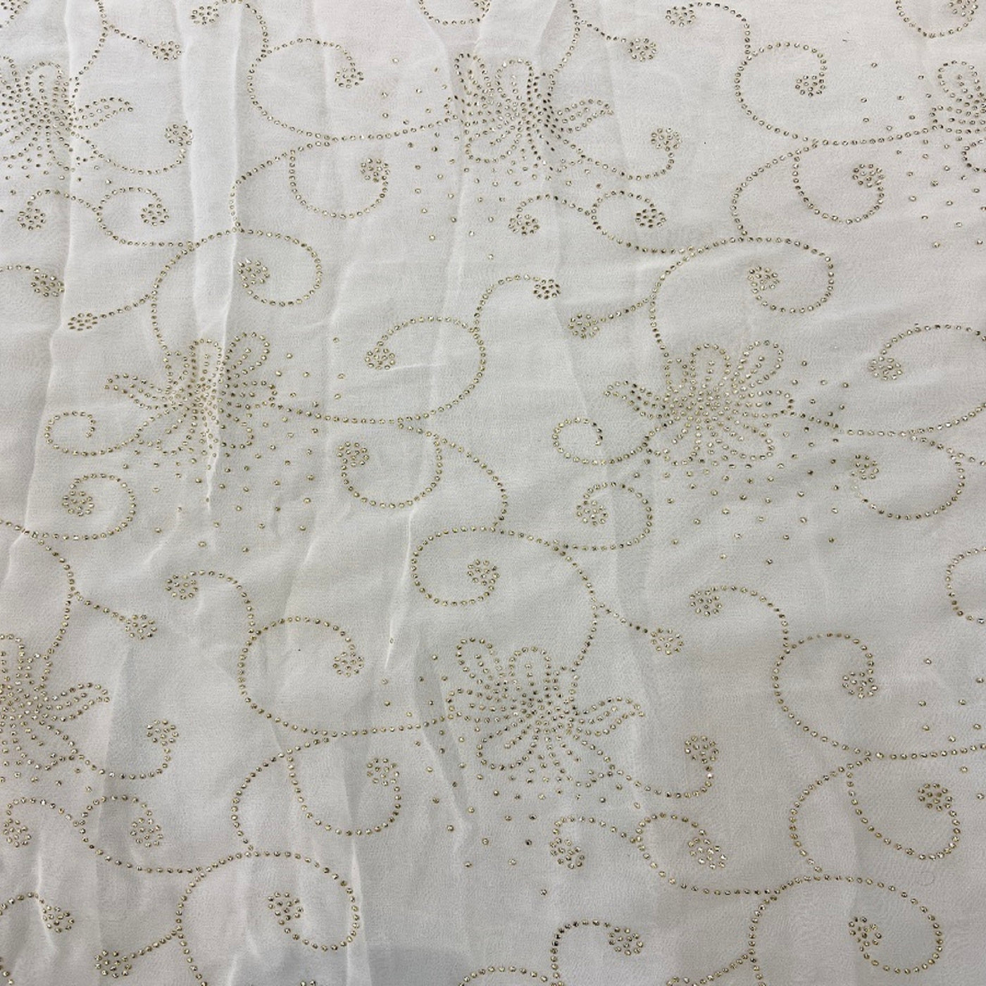 White Semi Mukaish Floral Dyeable Pure Georgette Fabric (Wholesale)