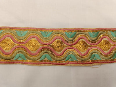 Multicolour Thread & Sequins Embroidered Border