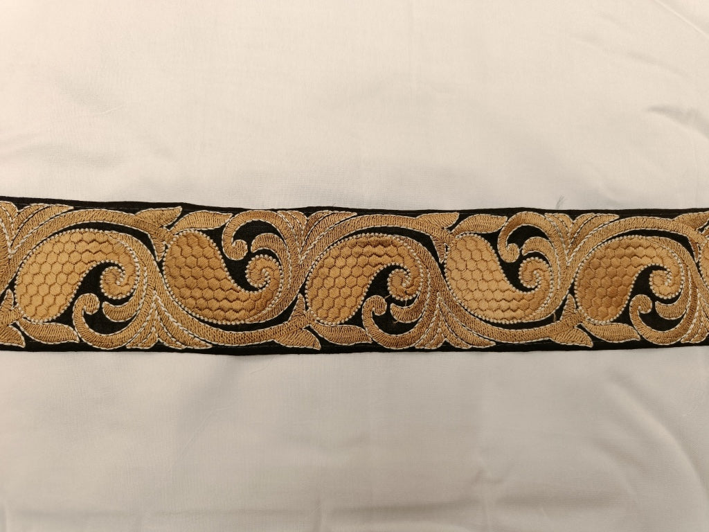 Black & Golden Thread Embroidered Border