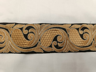 Black & Golden Thread Embroidered Border