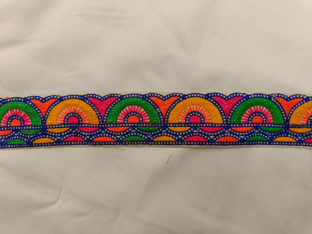 Multicolour Thread Embroidered Border