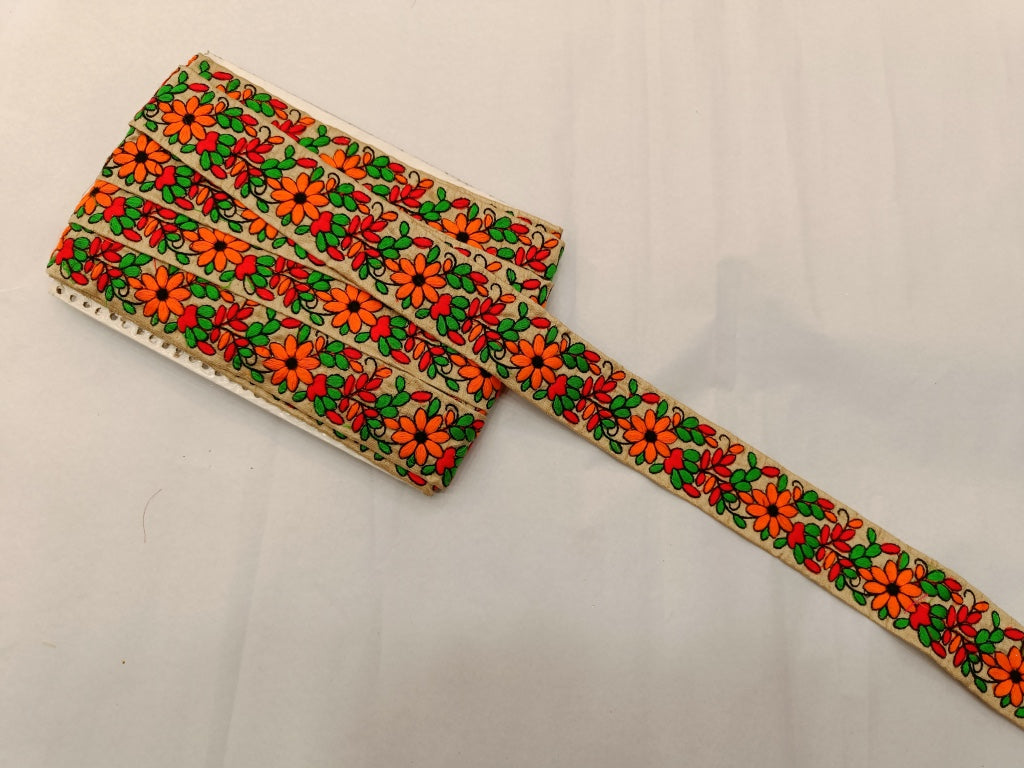 Multicolor Thread Embroidered Border