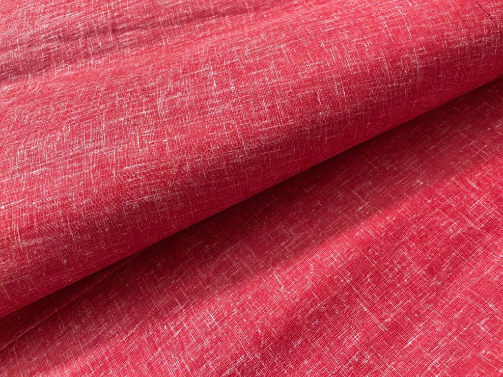 Red Plain Cotton Linen Fabric