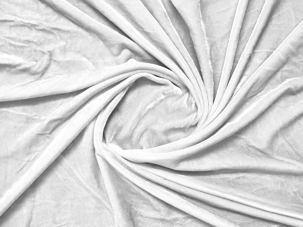 Pure White Plain Viscose Micro Velvet Fabric