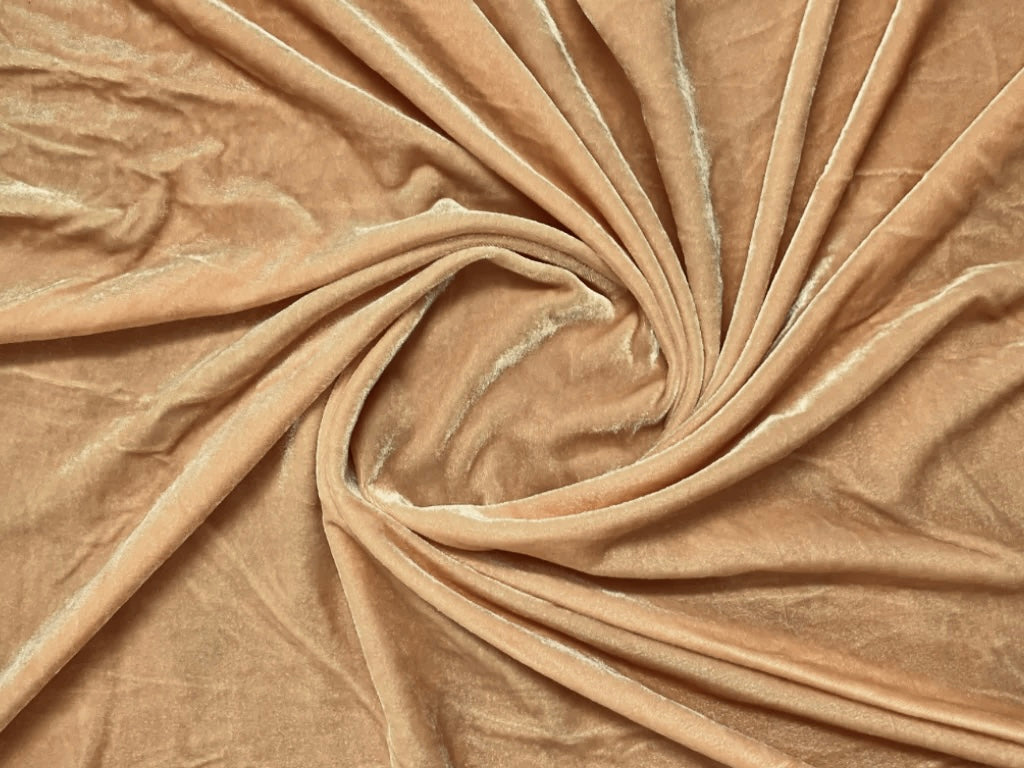 Golden Brown Plain Viscose Micro Velvet Fabric