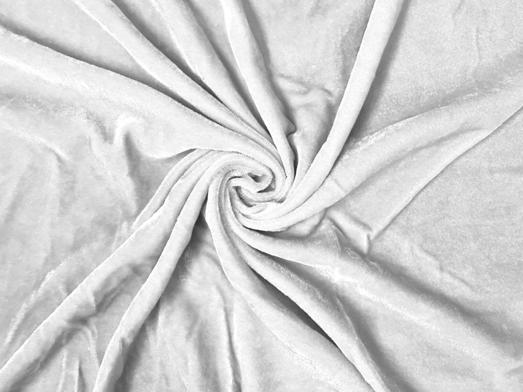 Pure White Plain Viscose Micro Velvet Fabric