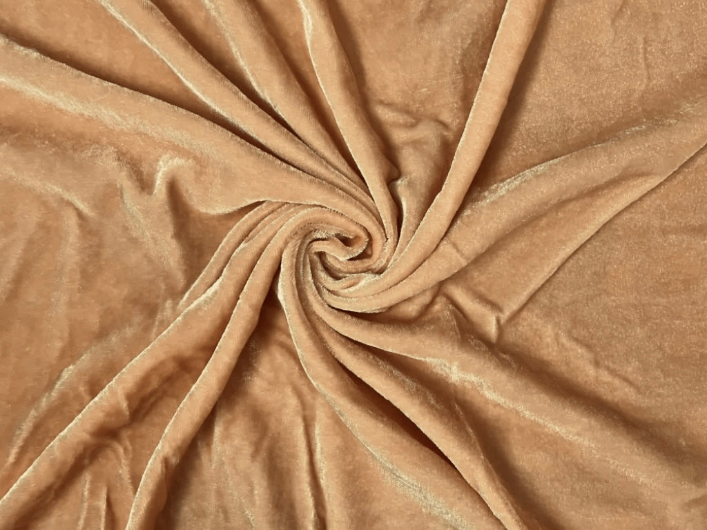 Golden Brown Plain Viscose Micro Velvet Fabric