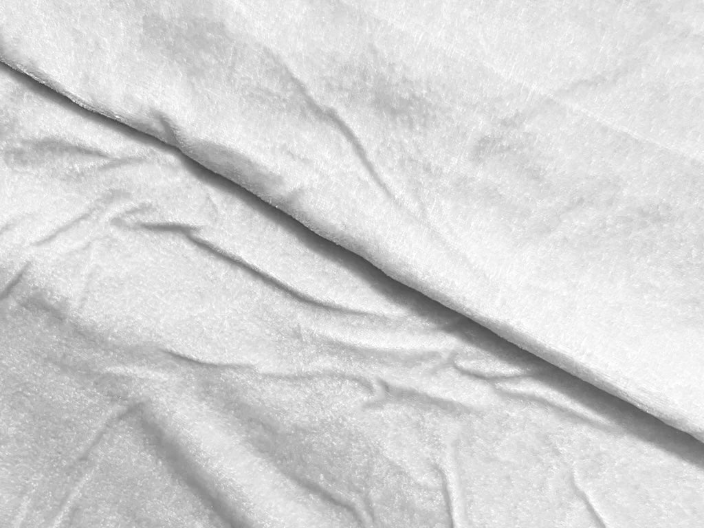 Pure White Plain Viscose Micro Velvet Fabric