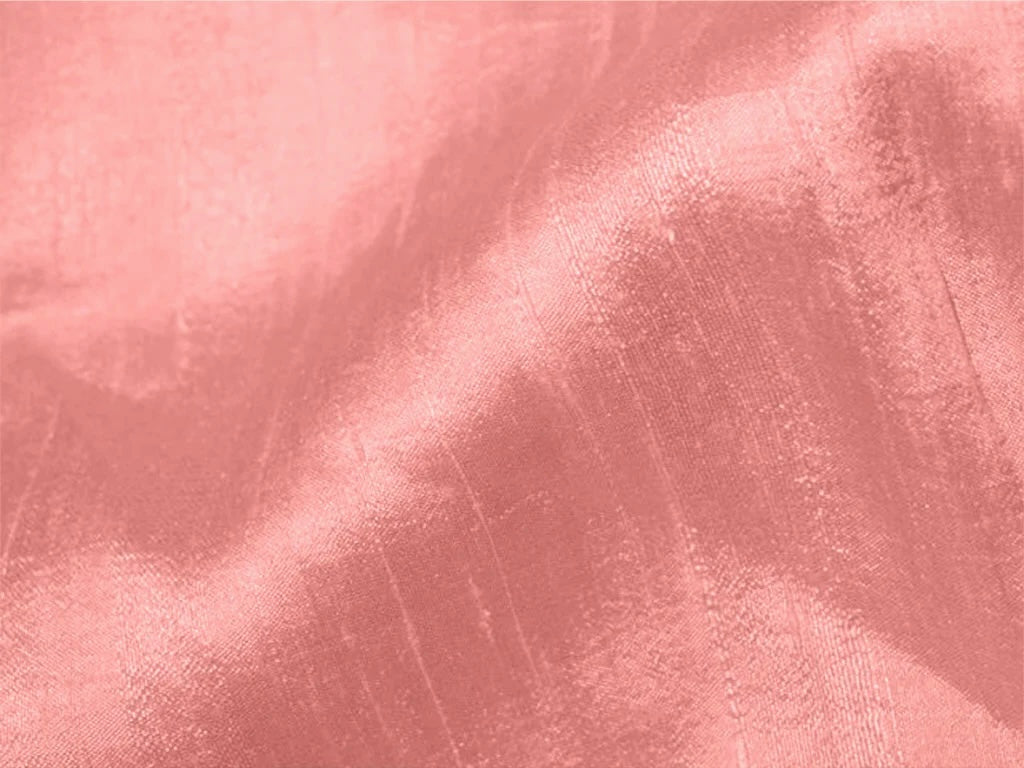 Peach Pink Plain Bangalore Raw Silk Fabric