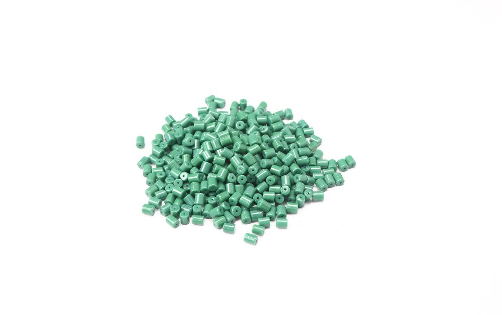 Green Cylindrical Glass Beads