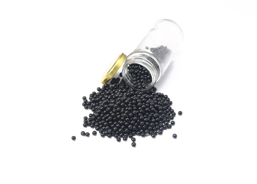 Black Round Glass Beads