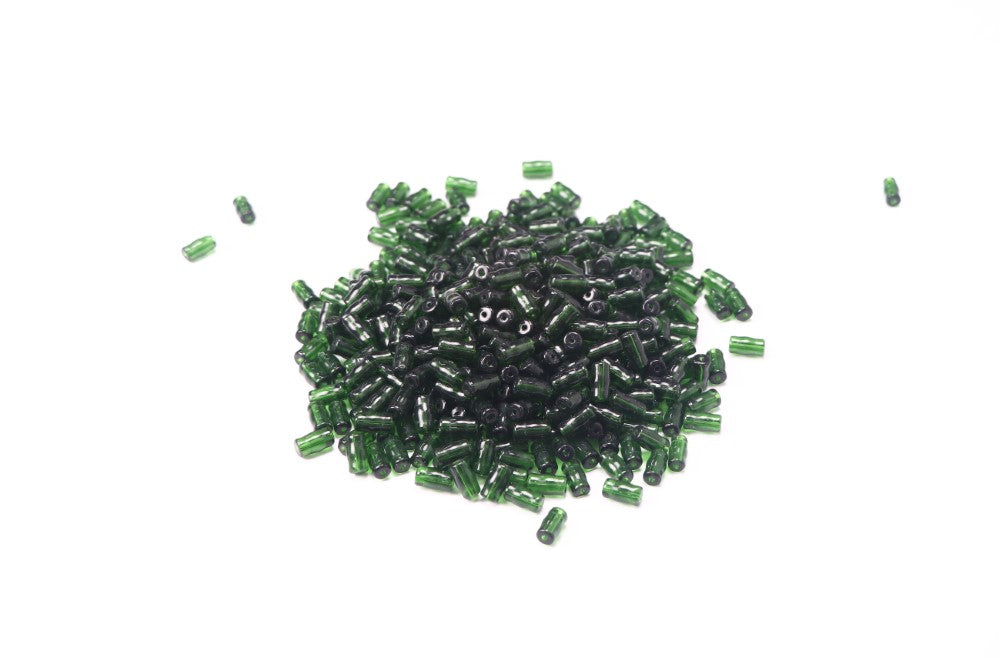 Green Cylindrical Glass Beads