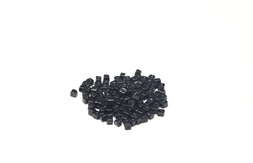 Black Cube Glass Beads