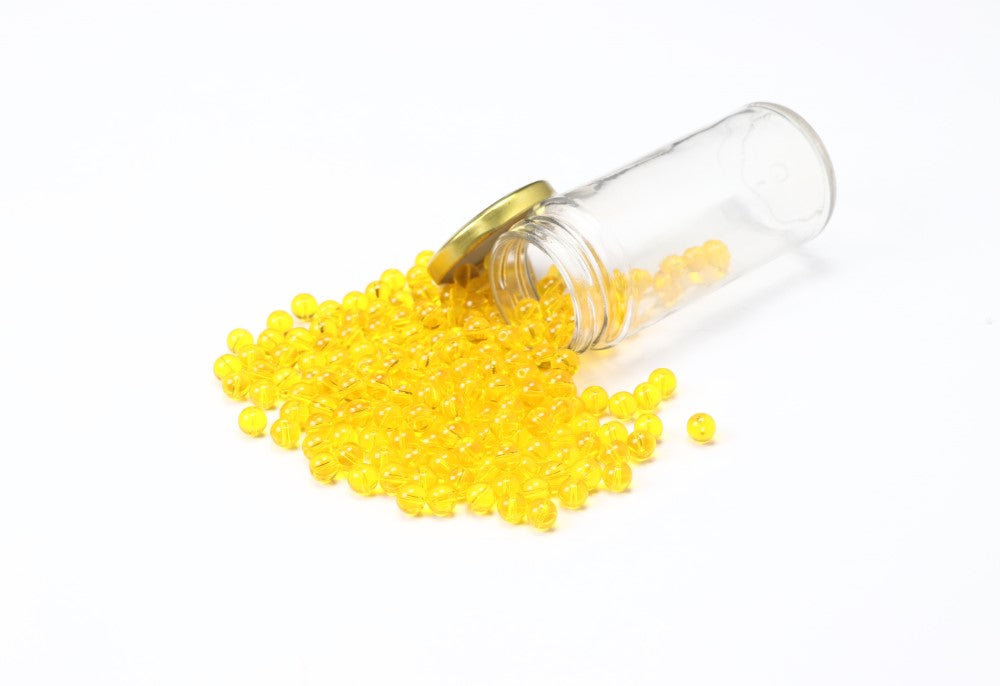 Bright Yellow Round Glass Beads