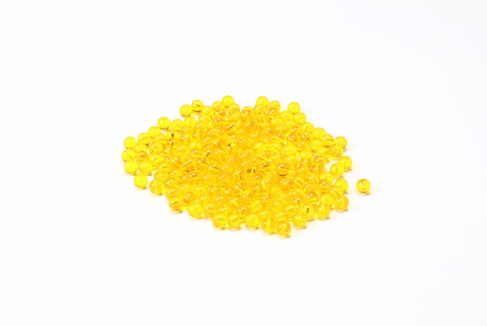 Bright Yellow Round Glass Beads