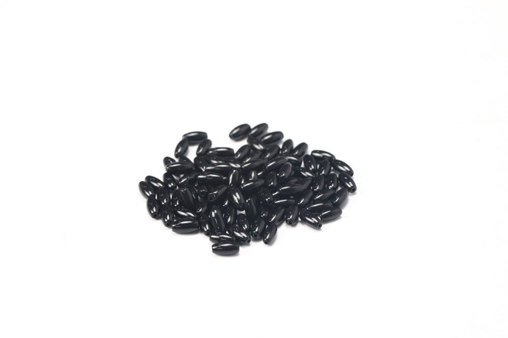 Black Oval Glass Beads