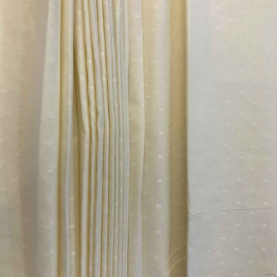 Ivory Cream Motifs Cotton Dobby Fabric