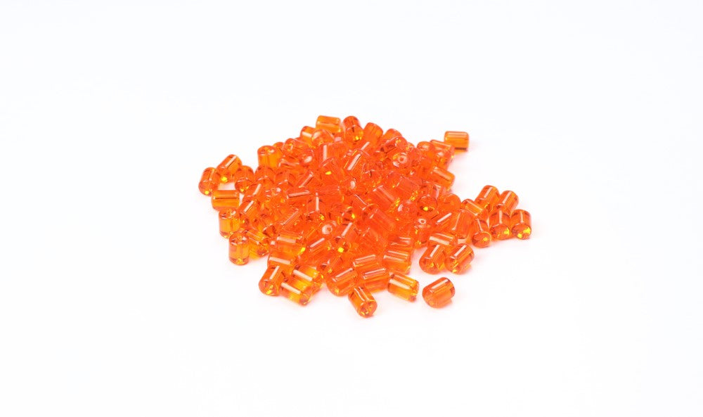 Orange Cylindrical Glass Beads