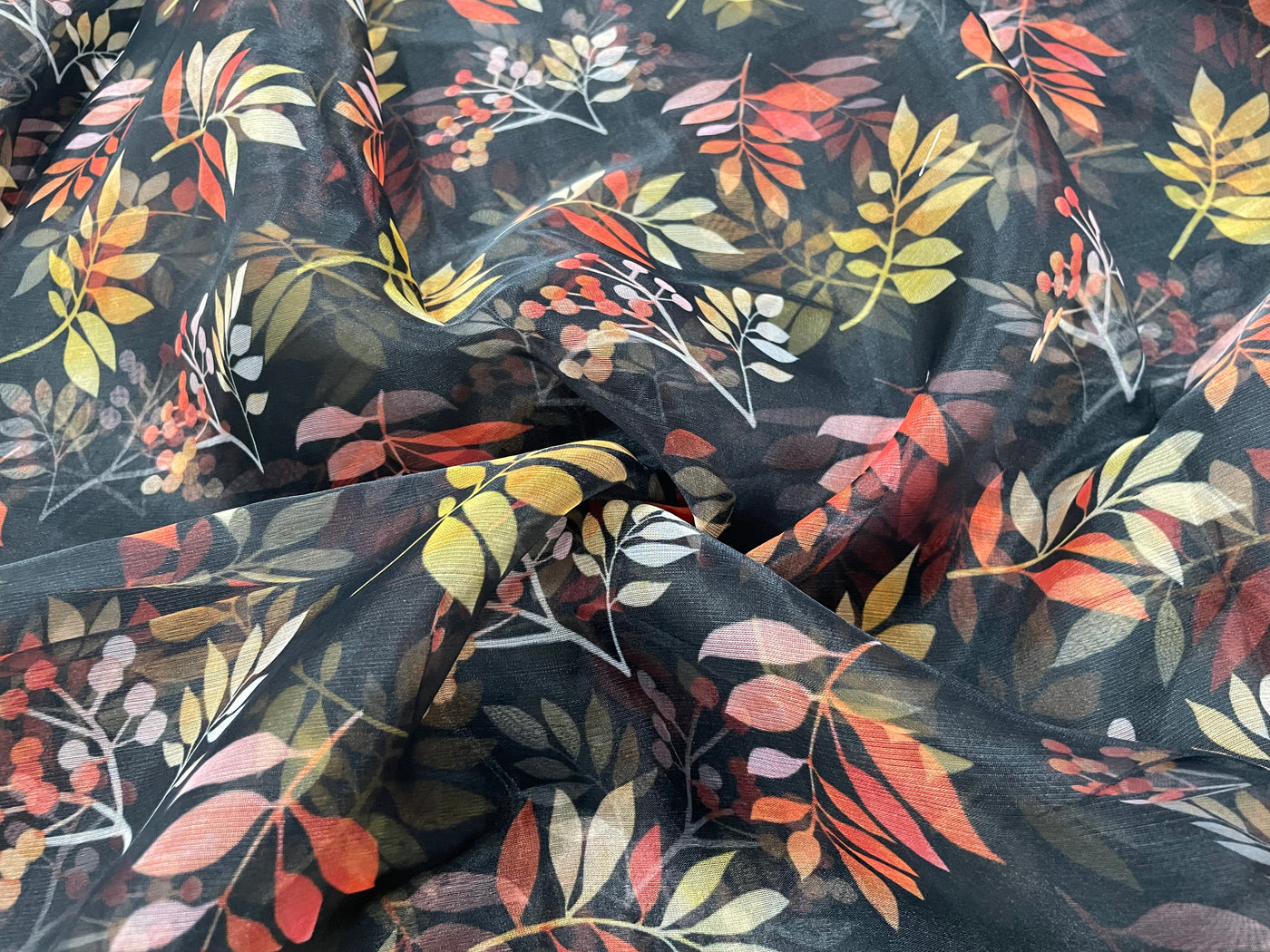 Multicolor Floral Printed Organza Fabric