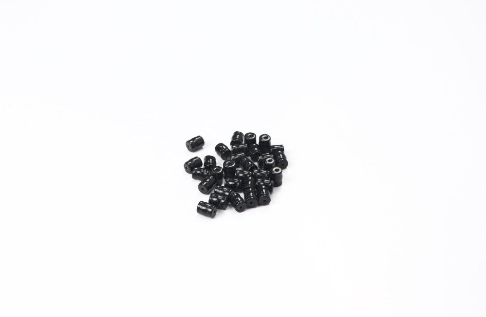 Black Cylindrical Glass Beads