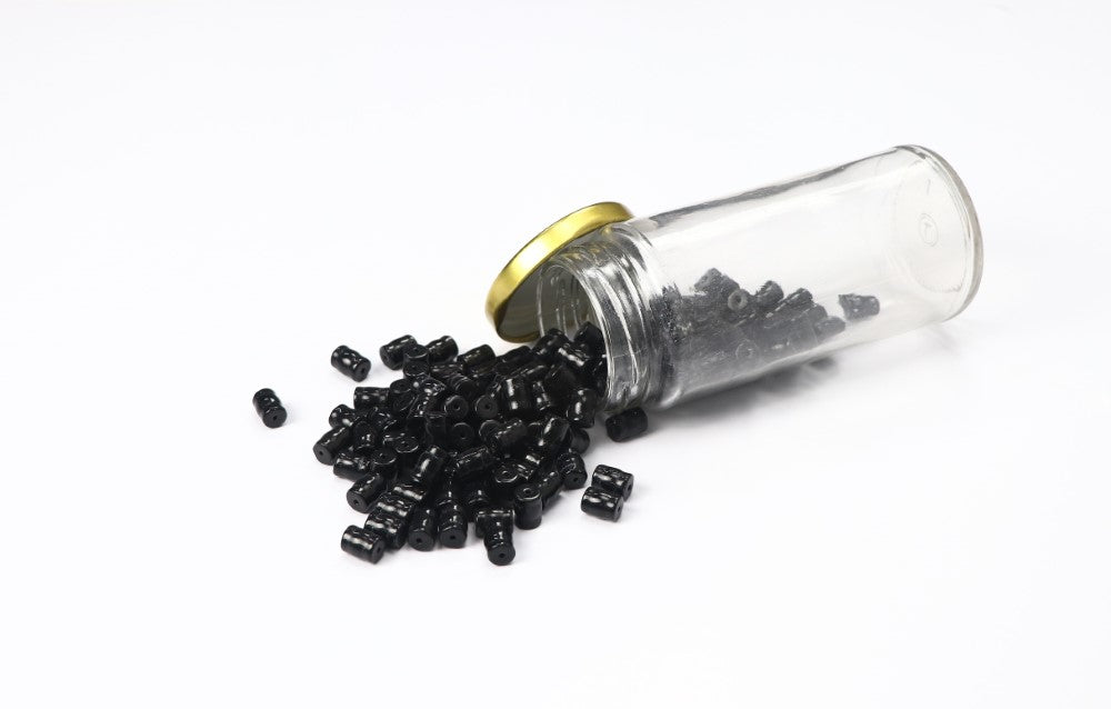 Black Cylindrical Glass Beads