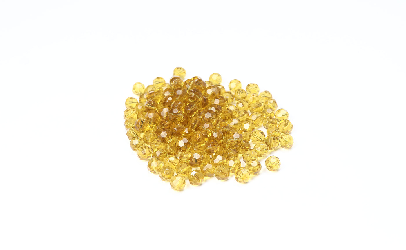 Yellow Faceted Glass Beads