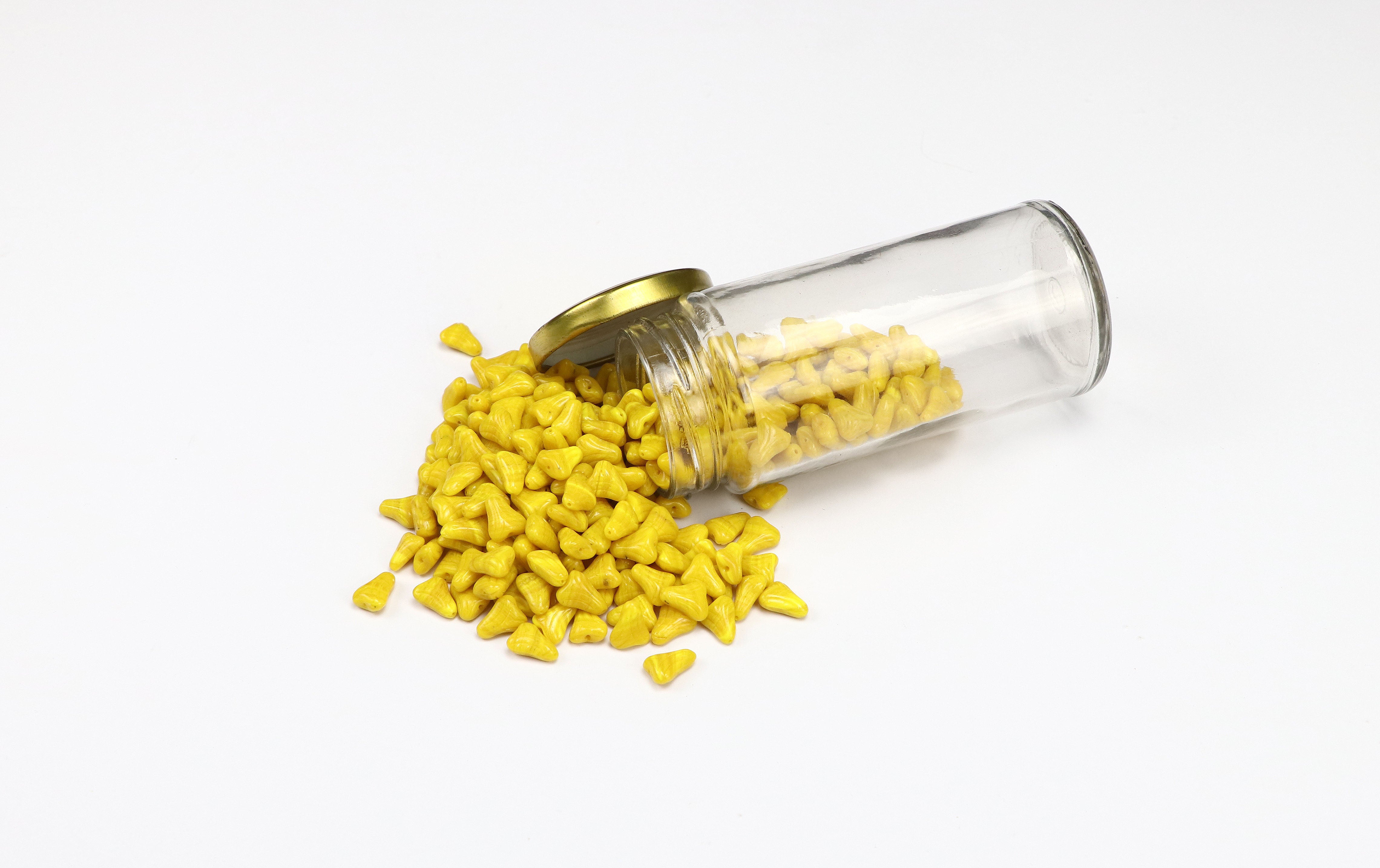 Yellow Triangle Shape Fancy Glass Beads