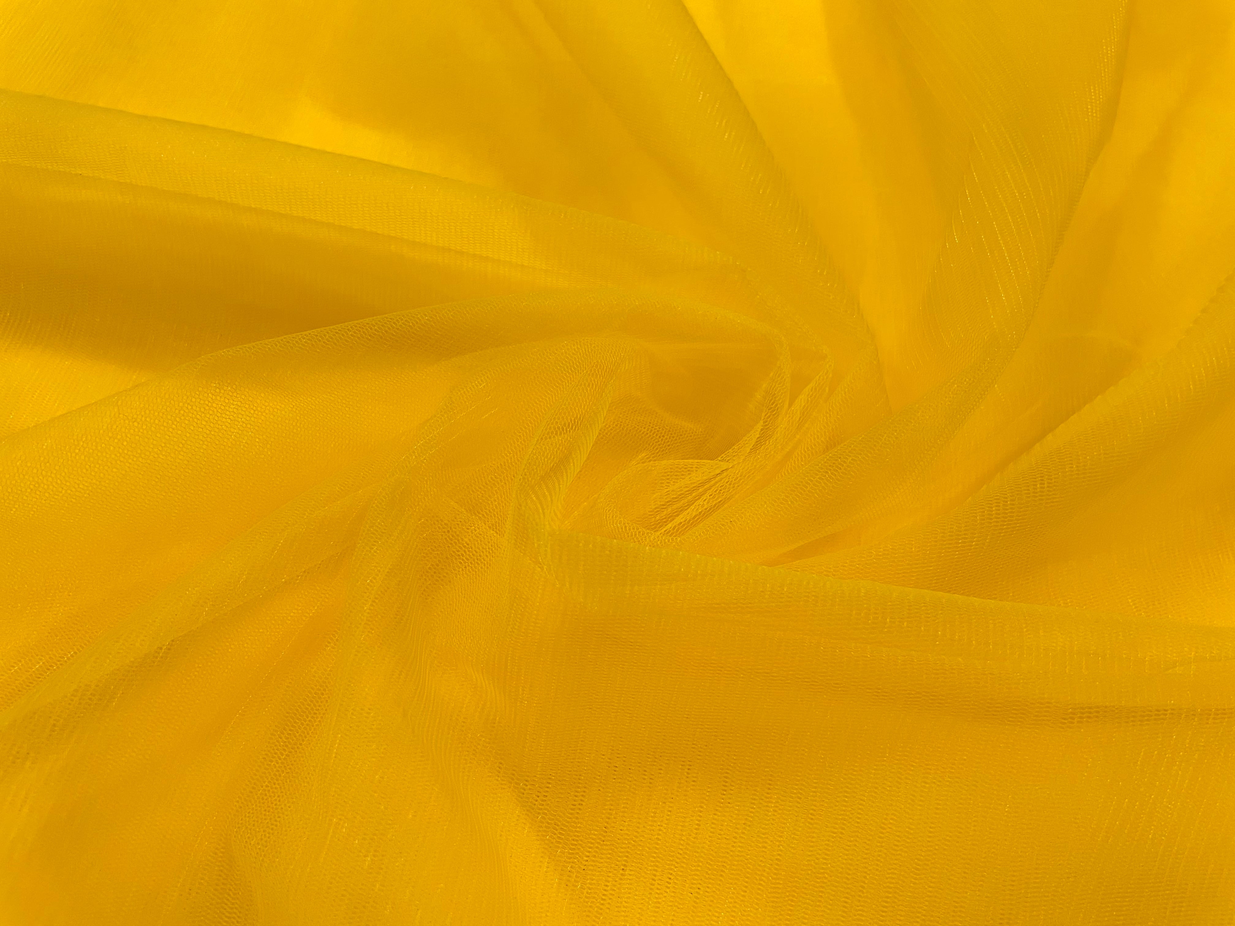 Orange Yellow Plain Soft Net Fabric