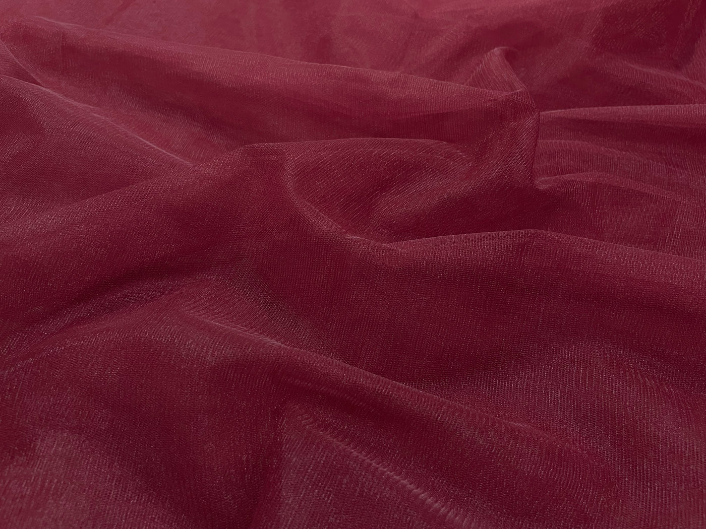 Maroon Plain Soft Net Fabric