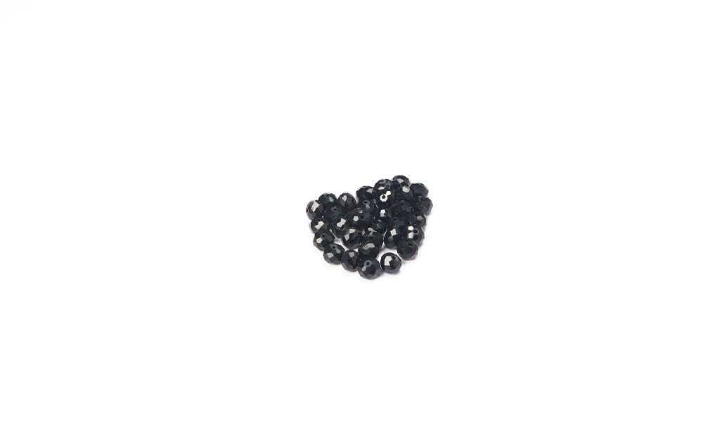 Black Faceted Glass Beads